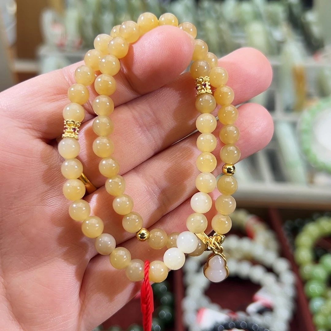 和田玉未镶嵌手串金山糖卡6多圈手串卡6