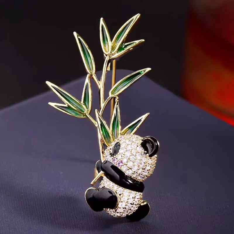 kasiya/卡思雅 铜合金胸针 竹子熊猫胸针百搭
