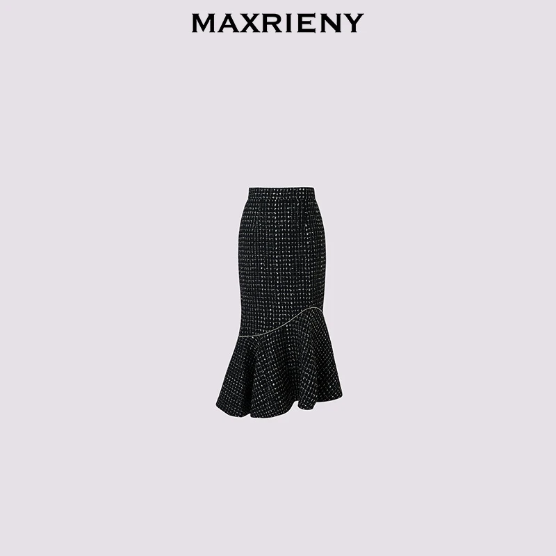 【陈大可专属】MAXRIENY商场同款半身裙显瘦百搭黑