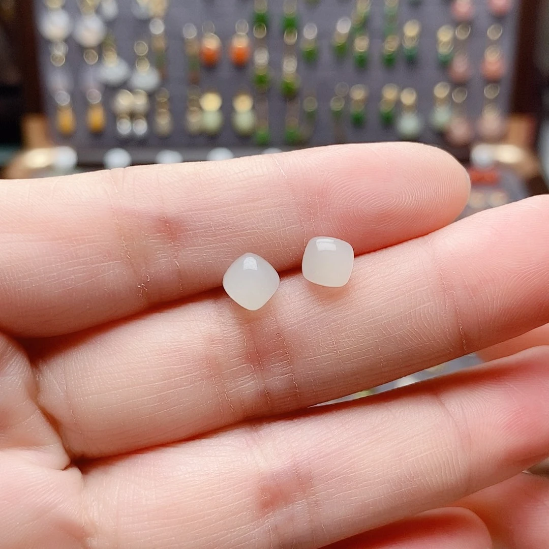 银S925镶嵌和田玉耳饰