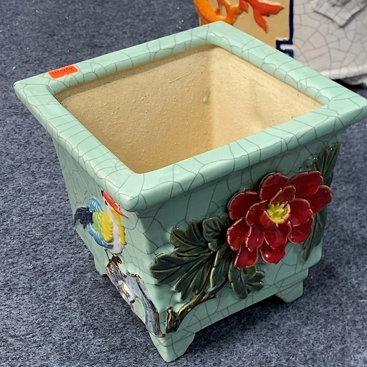 安***、正宗岭南石湾盆豆青