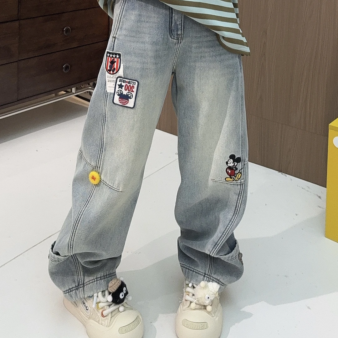 Apr.【纽扣米奇】冬季新款加绒加厚重工刺绣立体装饰牛仔裤SC251138