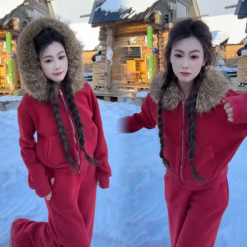 2025秋冬新款时尚显瘦气质网红高档套装女高级百搭宽松大码两件套