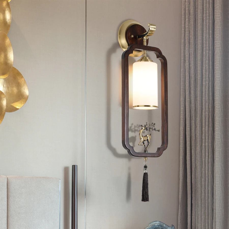 福灯堡中山新中式禅意壁灯简约国风客厅电视墙别墅酒店复古餐厅