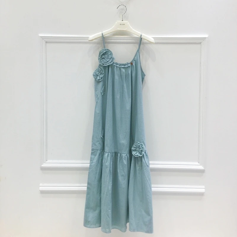 妮可雅2025新款睡裙女夏季性感吊带薄款梭织纯棉甜美绣花少女睡衣