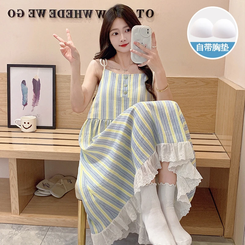 吊带睡裙女款爆款2025新款薄款宽松蕾丝可外穿家居服睡衣女生夏季