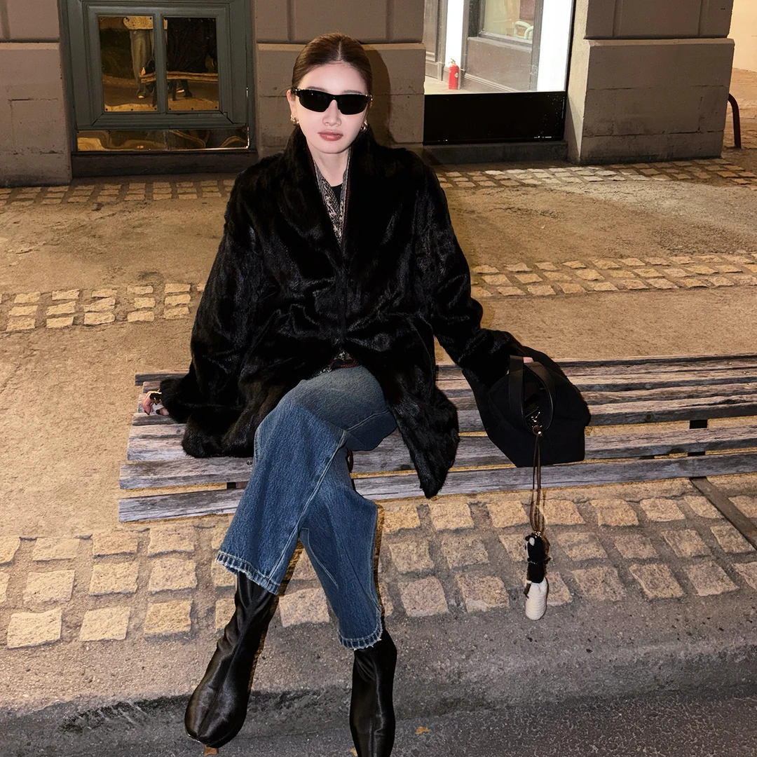 【CHU/2025FWNEW】《晚宴》芬兰进口V领中长款水貂外套AE2501