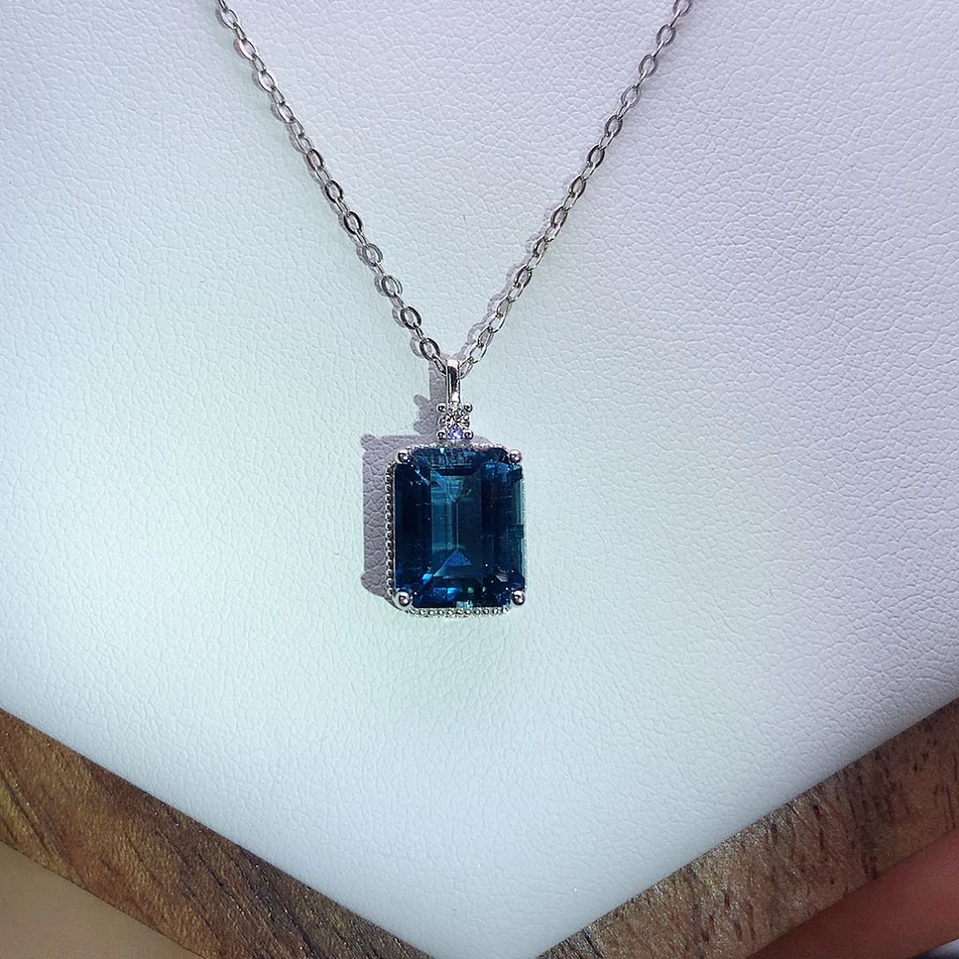 托帕石颈饰银S925镶嵌33-1