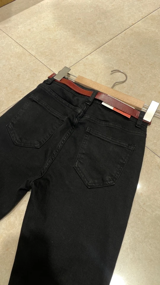 春夏款小个子黑色牛仔个裤裤长92到96 S- X L