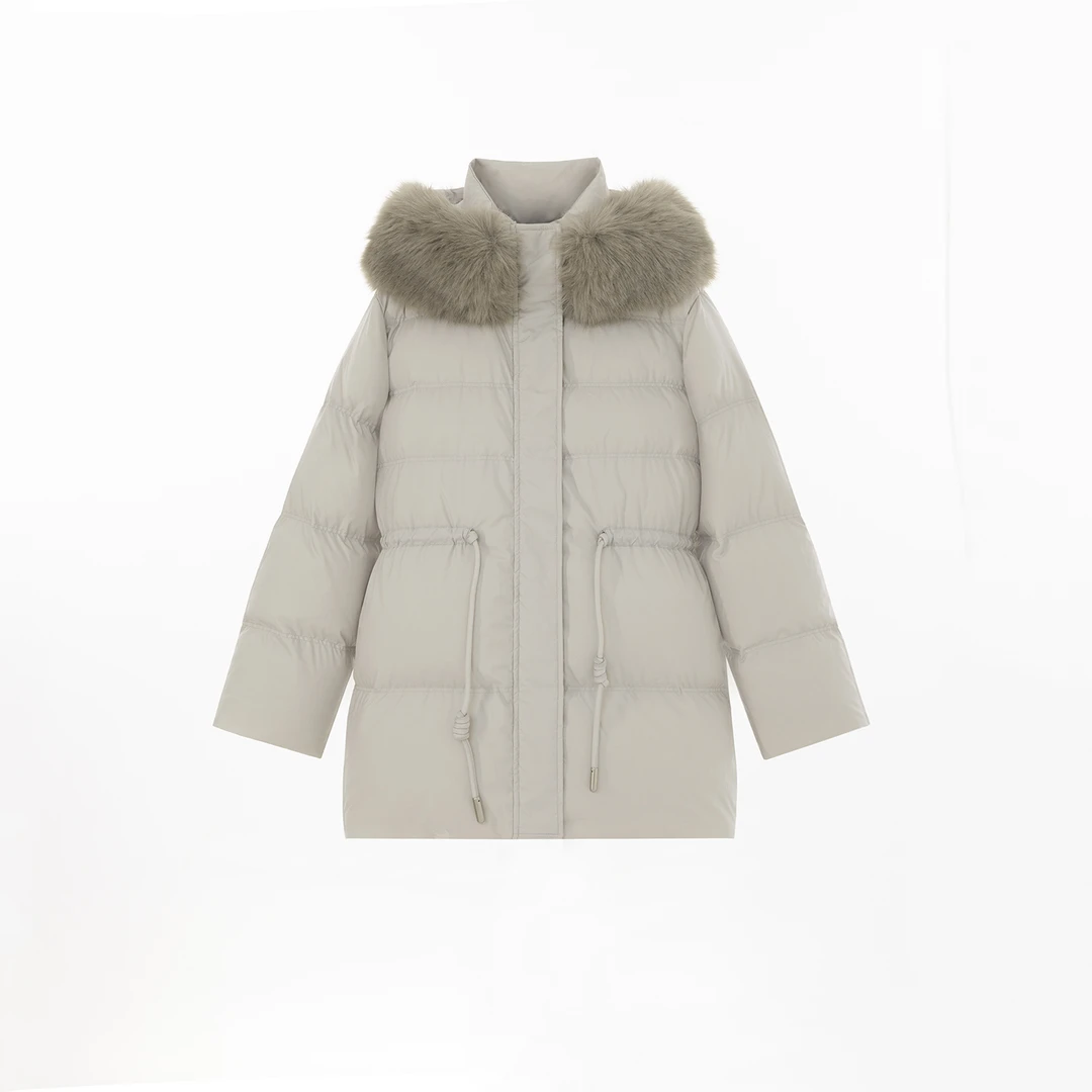 几里与麻 大毛领收腰显瘦羽绒服 衣长82胸围130 2111106