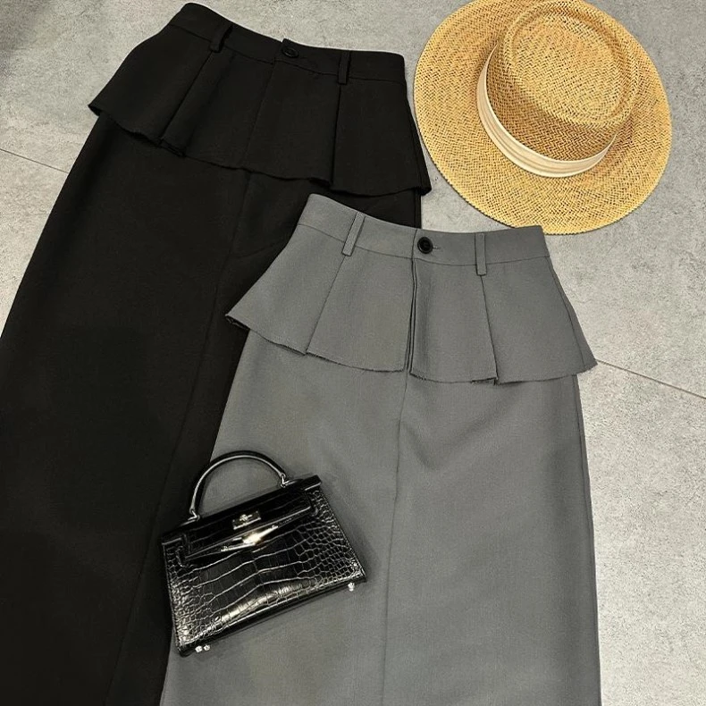时尚百搭个性假两件设计感半身裙