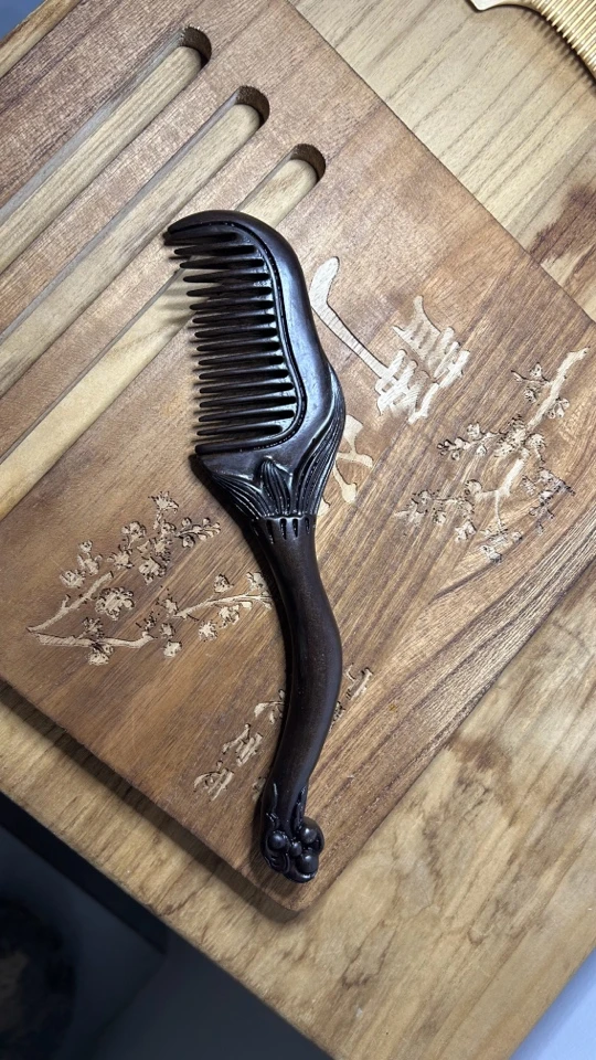 木梳子顺发防脱檀香按摩梳牦牛角梳加厚宽齿养发长柄精品发梳