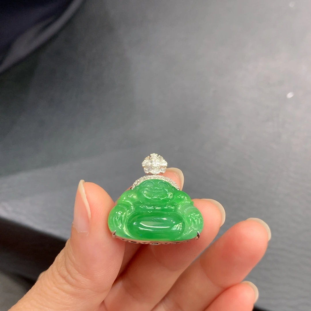 吊坠(不含链)18K金镶嵌翡翠
