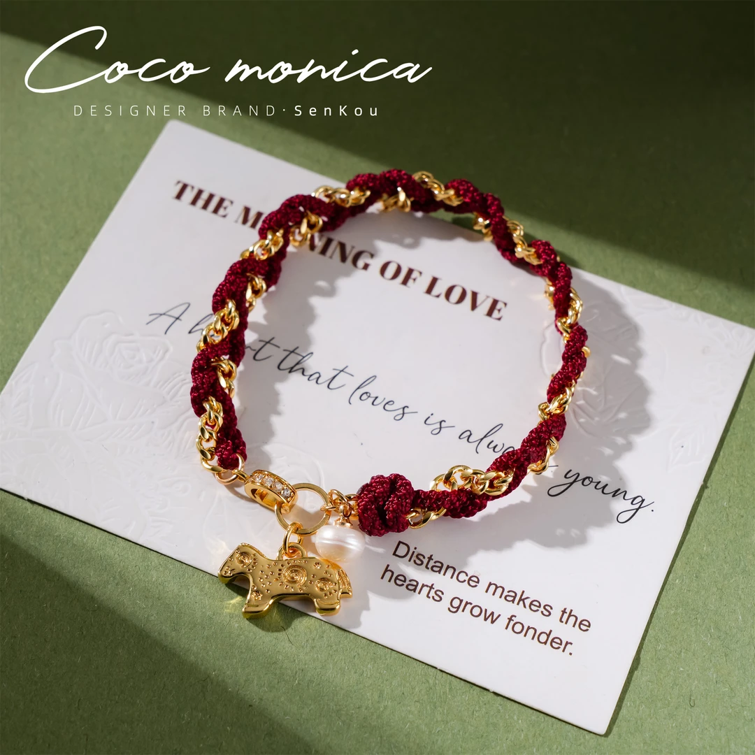 【小霞珠宝】珍珠红绳小马手链轻奢珍珠手链AD637