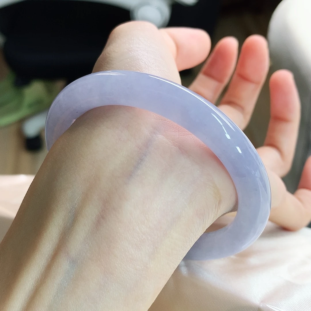 未镶嵌手镯翡翠56.5圈口紫罗兰圆条