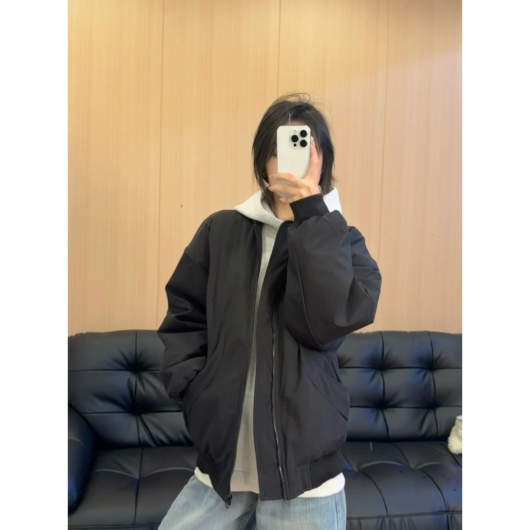 美式cleanfit高级感男款夹克棉服秋冬季加棉外套潮牌休闲宽松棉衣