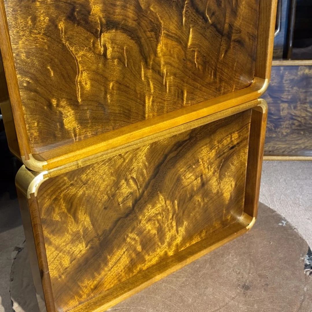 金丝楠湘***坊一对文盘楠