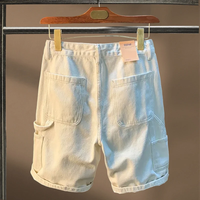 Cebrodz美式复古牛仔短裤男夏季薄款纯棉中裤 潮流宽松男士五分裤