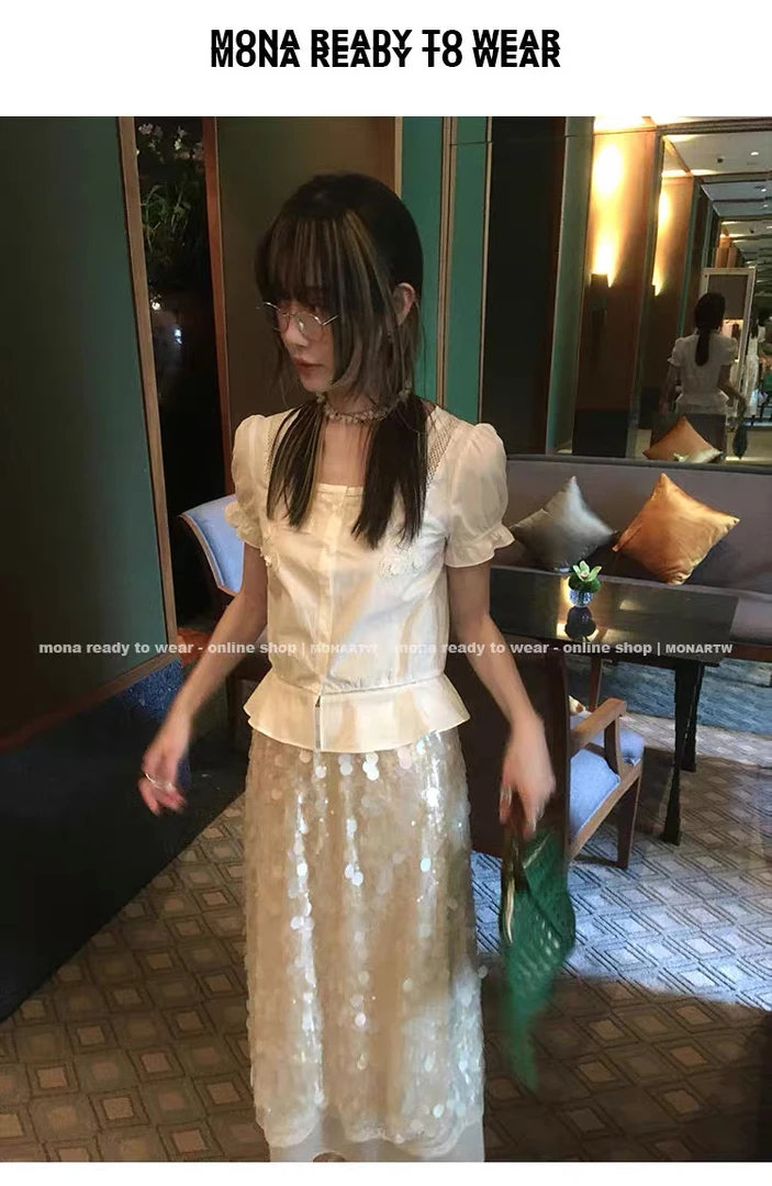 【6.29日 早10点上新 抢先加购】MONA 100棉 白色设计感显瘦上衣