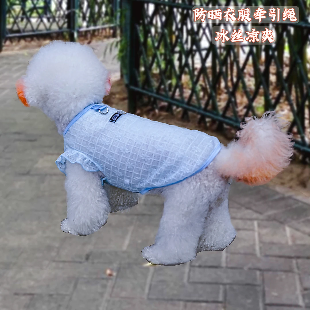 网红风宠物狗狗猫咪夏季清凉透气薄款系带背心衣服牵引