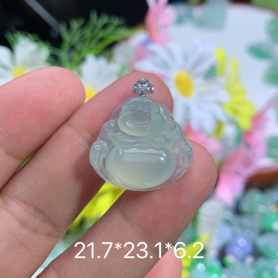 缅甸天然翡翠A货冰种晴底佛公吊坠刘百搭气质精美玉石礼物雕刻精