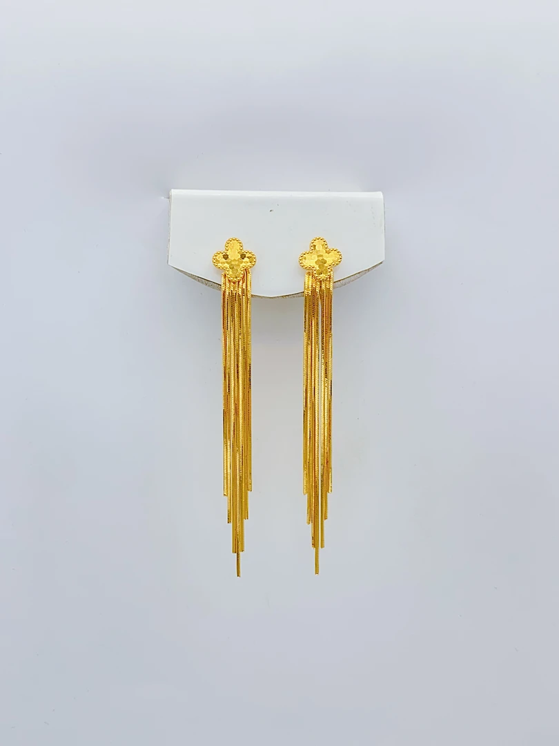 老庙黄金 足金 精工5G工艺 龙鳞四叶草可拆卸流苏 7字钩 5.64克