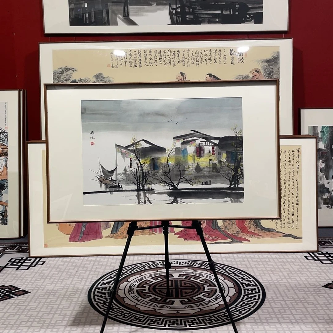 国画手绘作品带框
