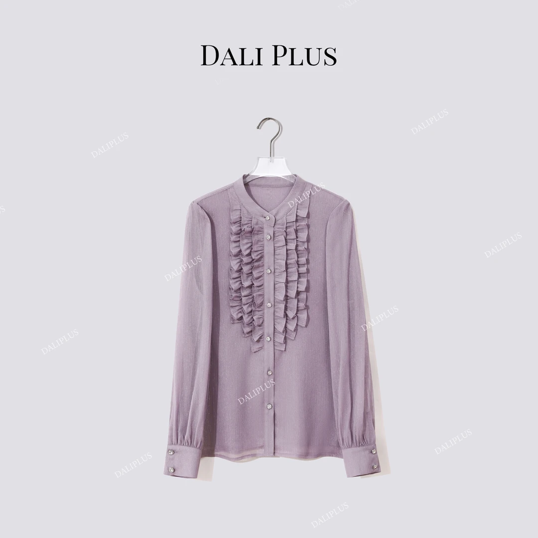 DALI PLUS“顺纡闪闪木耳花边衬衫”精致长袖衬衫-D5SS7257