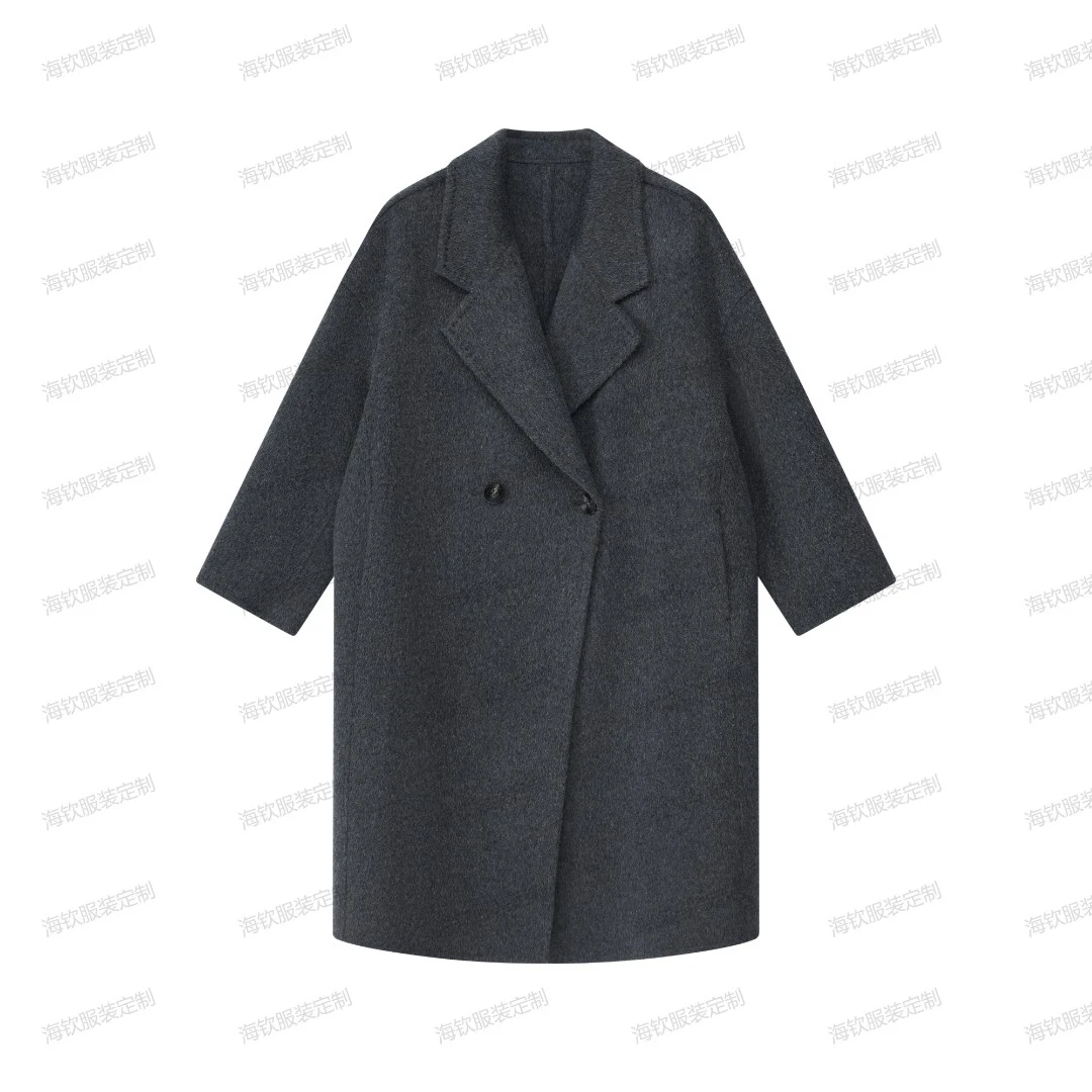【海钦服装工作室】2025年新款冬季翻领初剪棉羊毛双面呢大衣