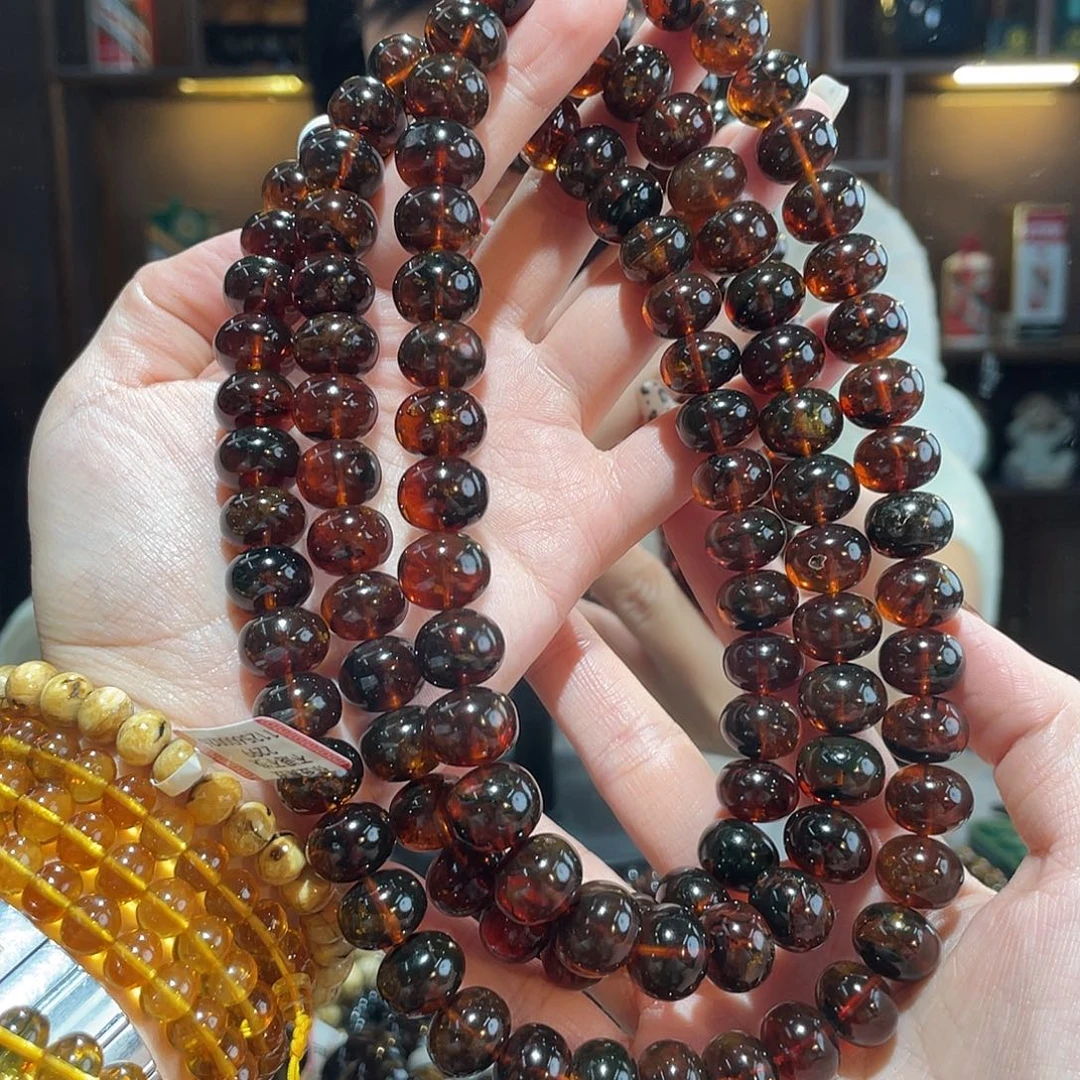 琥珀未镶嵌手链13m血