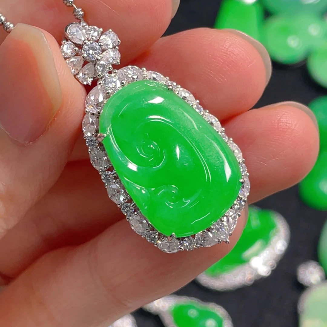 翡翠银S925镶嵌吊坠(不含链)