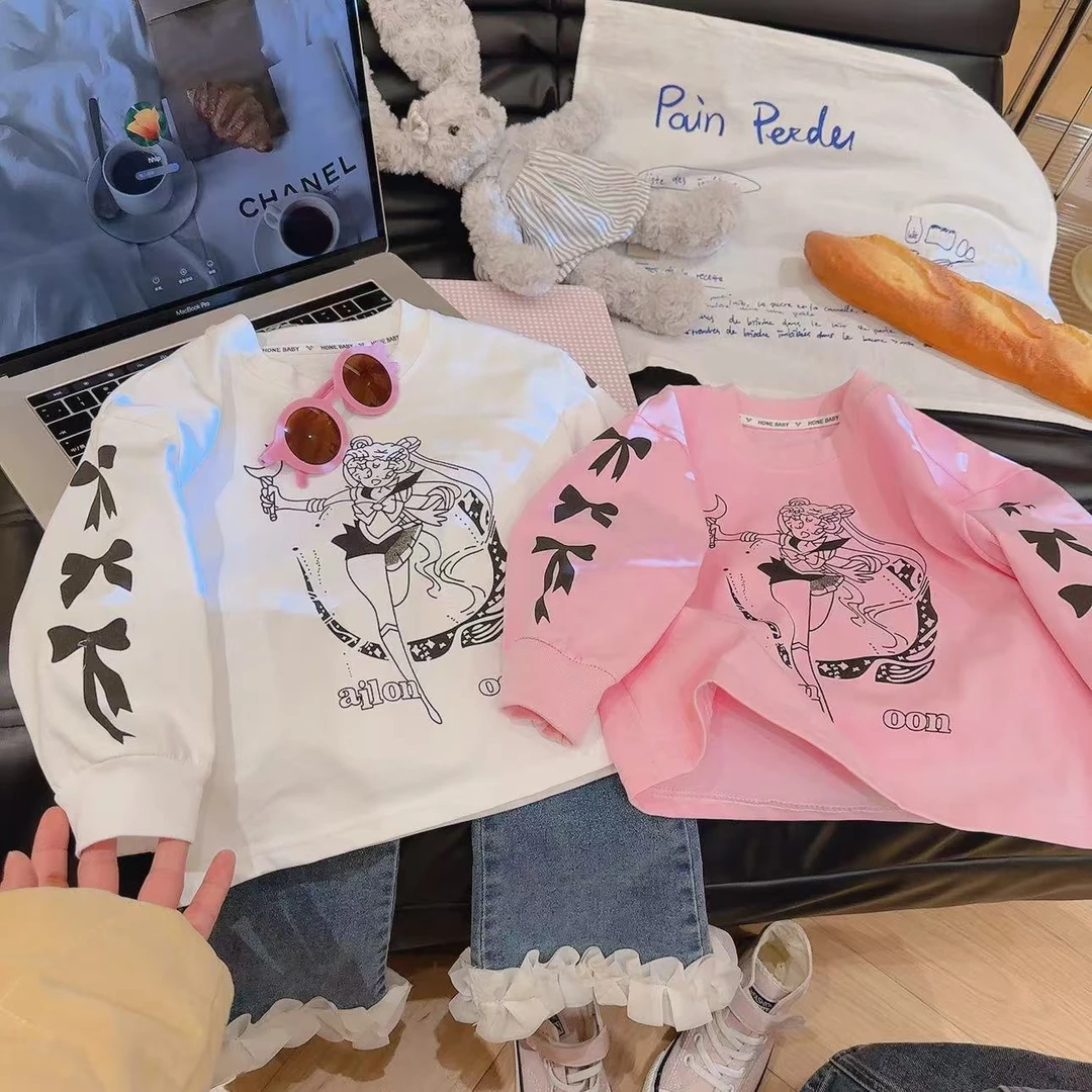 【春上新 美少女】女童T恤春装新款儿童长袖上衣洋气女孩纯棉打底衫