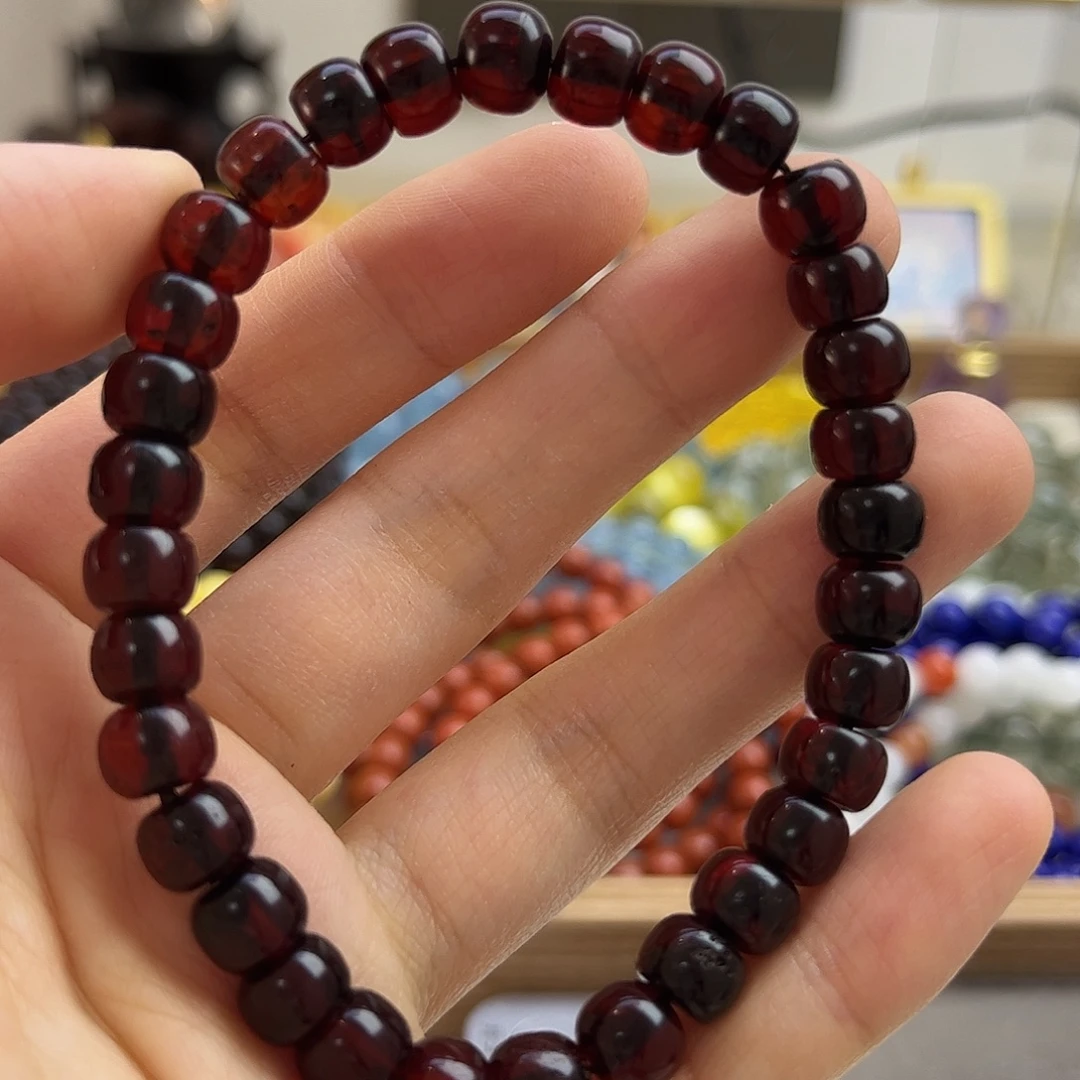 小***点琥珀未镶嵌手链矿坑1