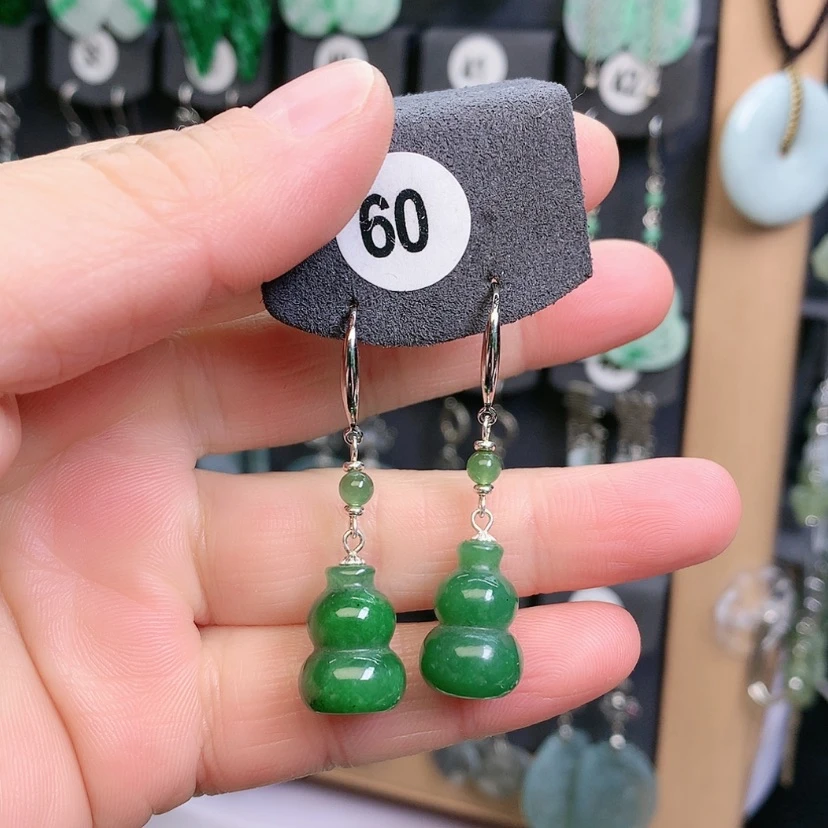 【闪购商品】和田玉耳饰银S925镶嵌幸**车精美