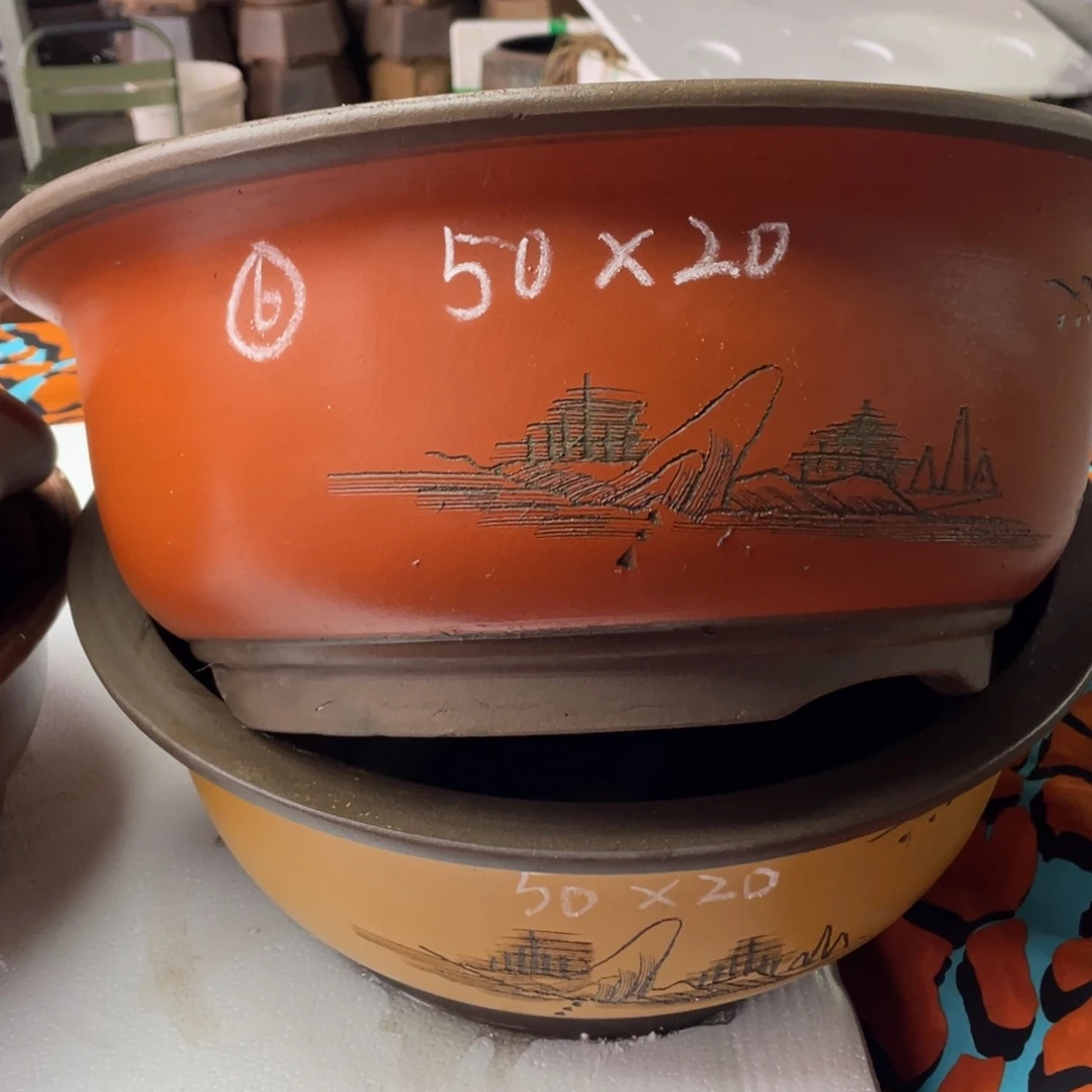 紫砂一对两只特价盆50/20