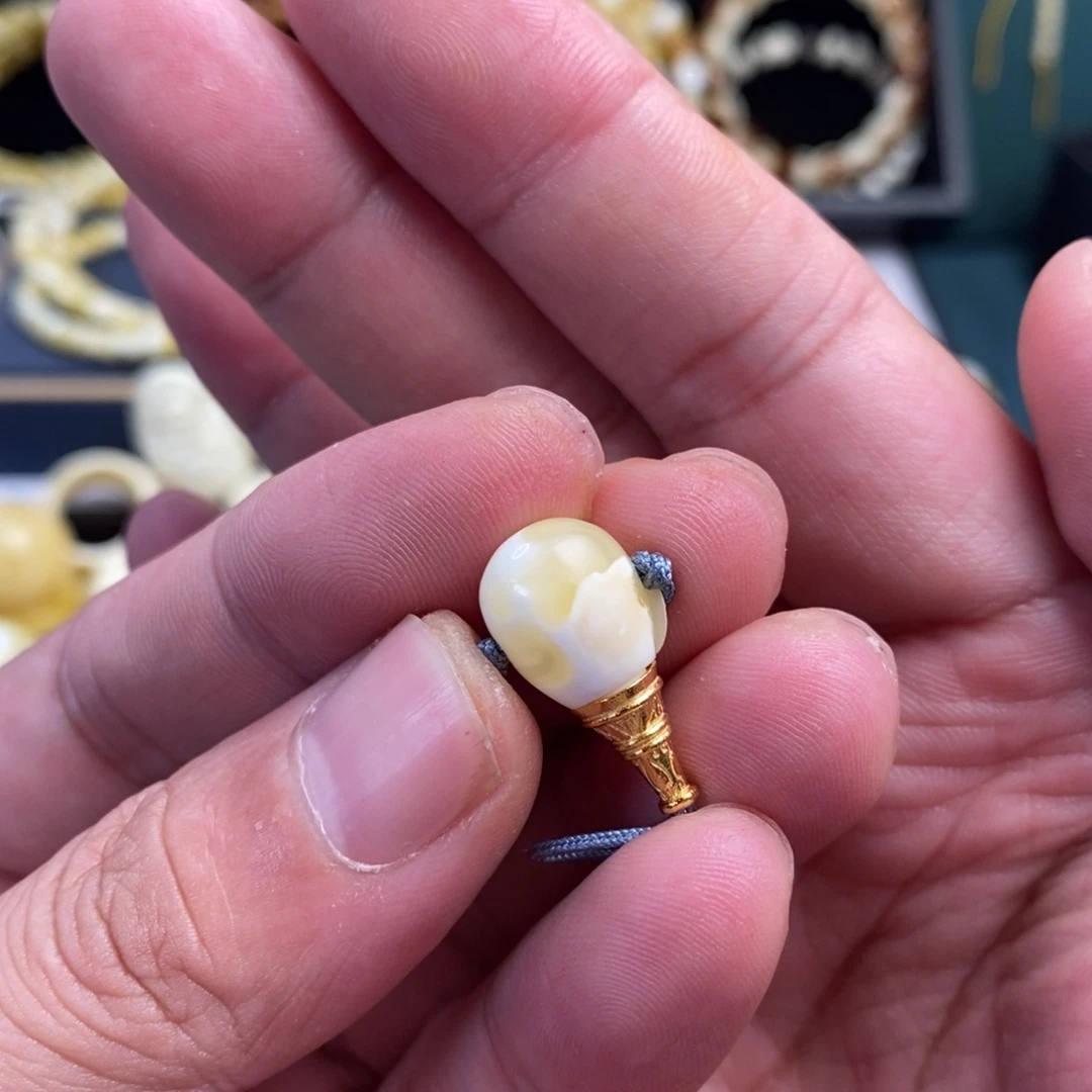 蜜蜡银S925镀金镶嵌裸石10.6mm