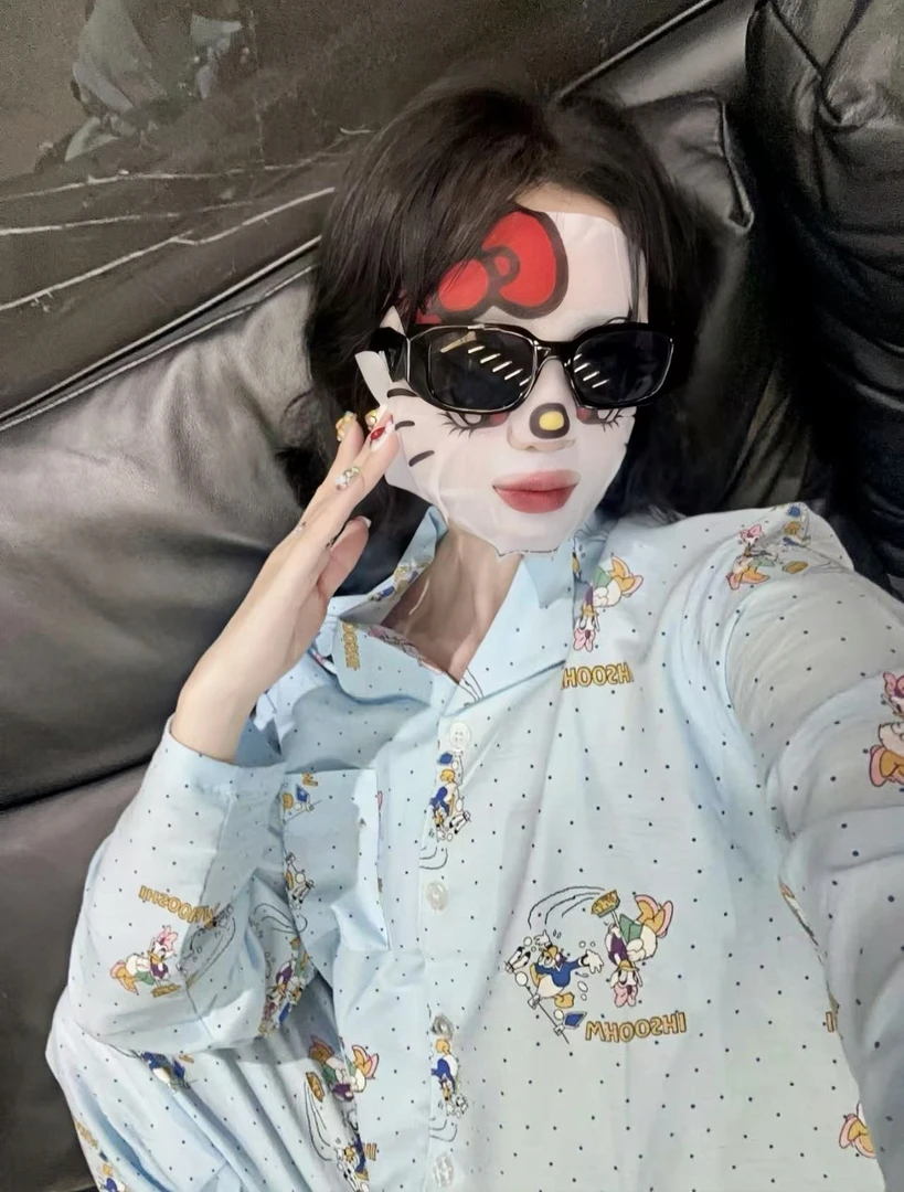 ins卡通可爱小鸭睡衣女春秋新款慵懒风少女学生家居服宽松大码