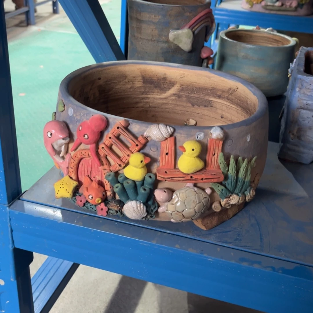 陶瓷“***”微瑕海底世界号陶然花盆