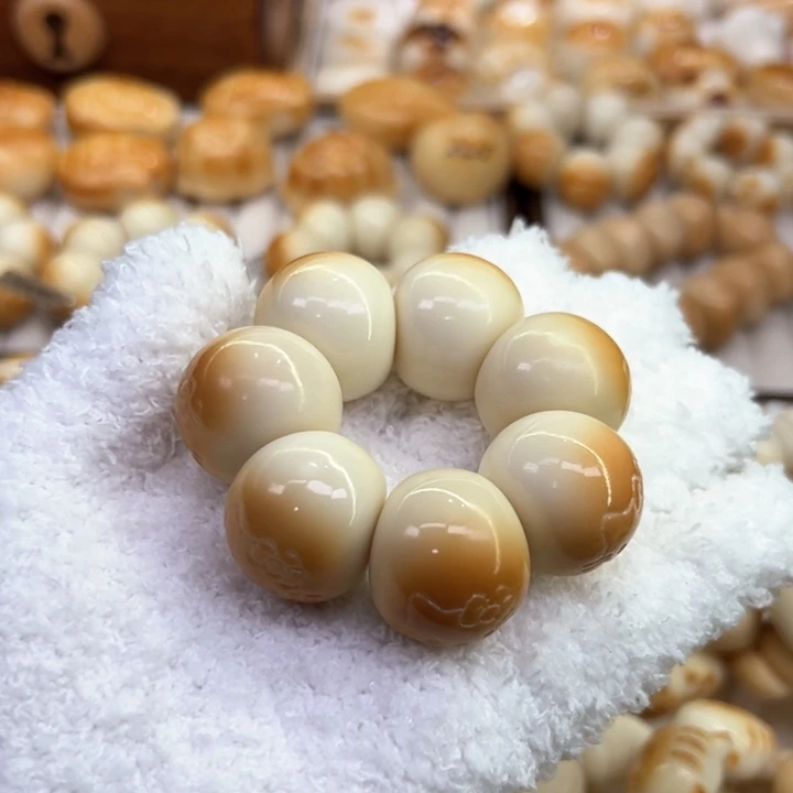 菩提根/象牙果手串66 象牙果原果炭烧镜面抛光kt 猫卡25