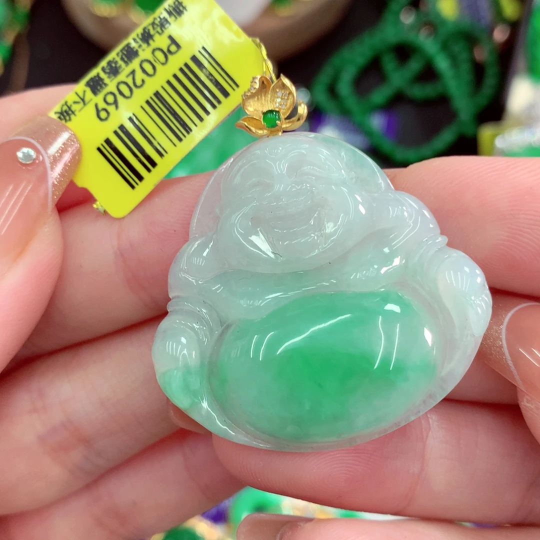 吊坠(不含链)18K金镶嵌翡翠