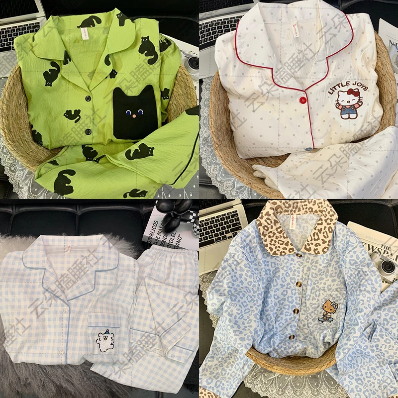 【春秋云朵细纱绵多款】长袖可爱卡通甜美睡衣女孩春秋季学生家居服