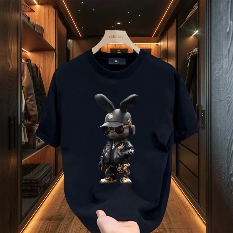 短袖T恤男痞帅印花2025夏季新款网红洋气炸街男装重磅纯棉轻奢潮