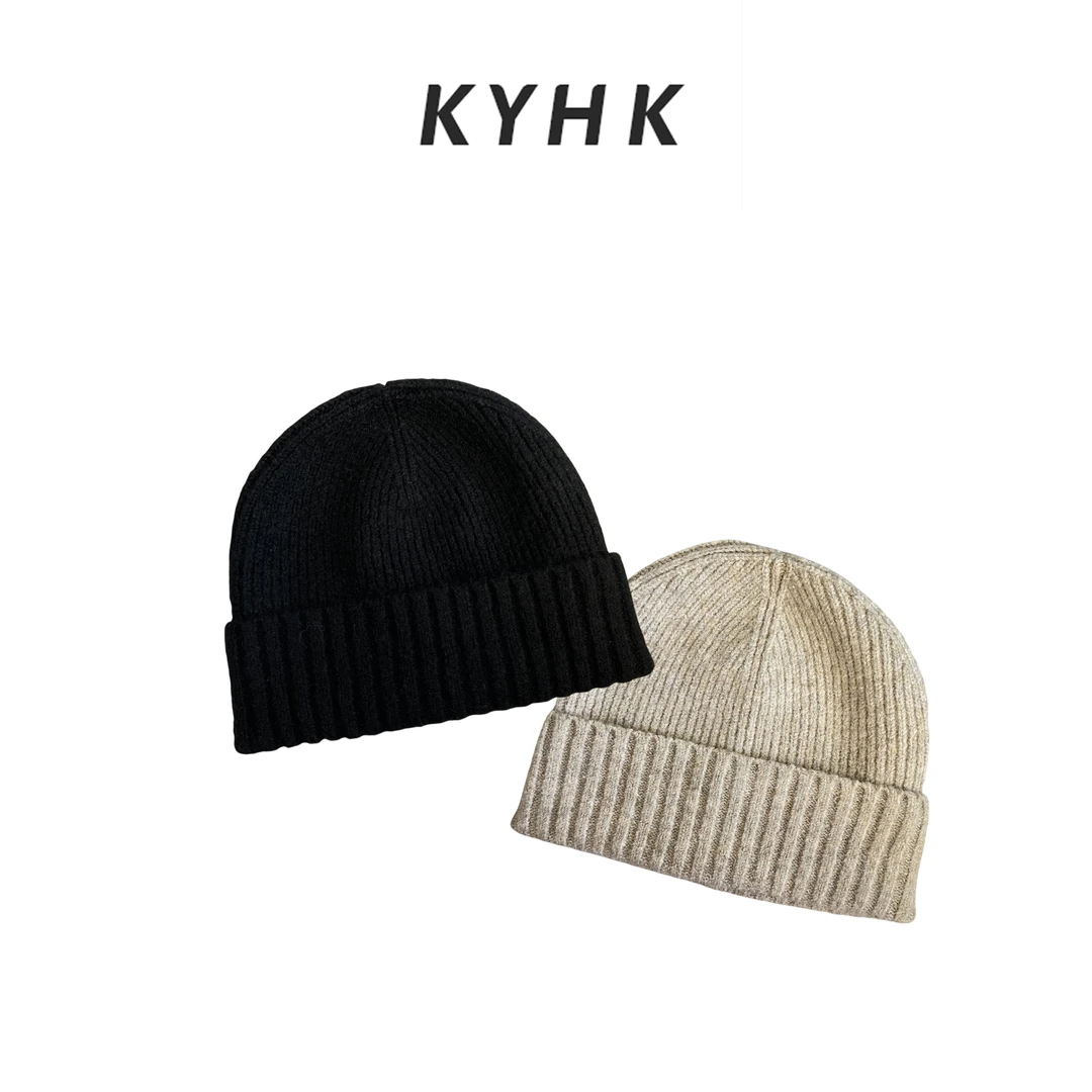 KYHKKYHK秋冬新款百搭经典纯色挽边针织冷帽241039