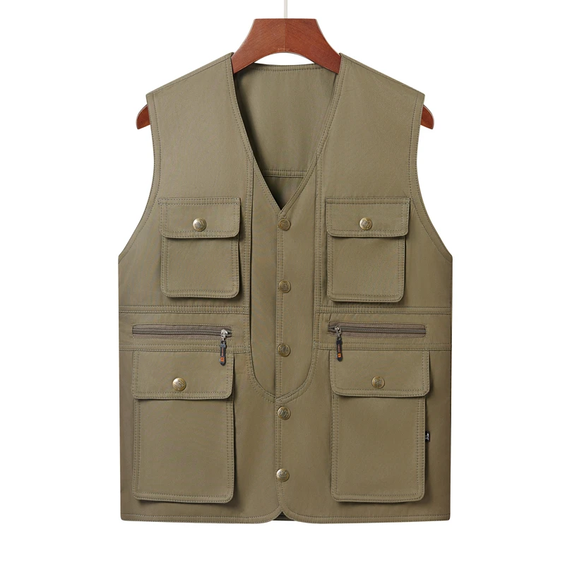 春秋中老年男士马甲新款钓鱼大码户外休闲坎肩多口袋爸爸装背心