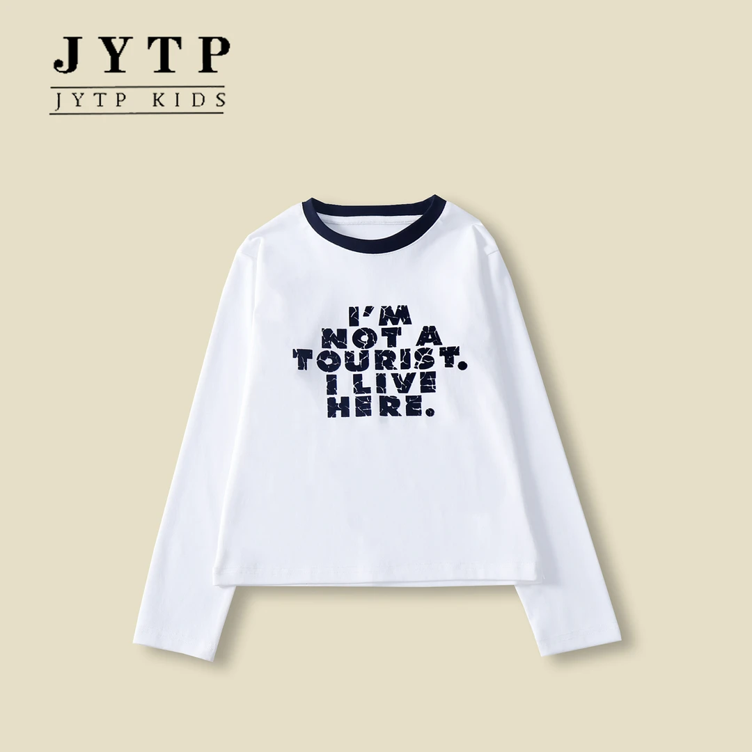 女童长袖秋款打底衫初高中生女孩休闲洋气圆领春秋zb6056简约童品