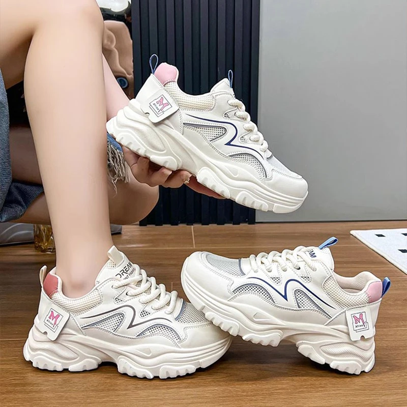 老爹鞋女2024年夏季新款百搭厚底网鞋防滑透气休闲增高运动鞋1203