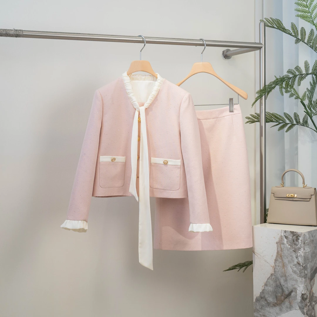 千金风气质名媛秋季秋冬甜美套装小香风时尚套装上衣半裙X-ZB501