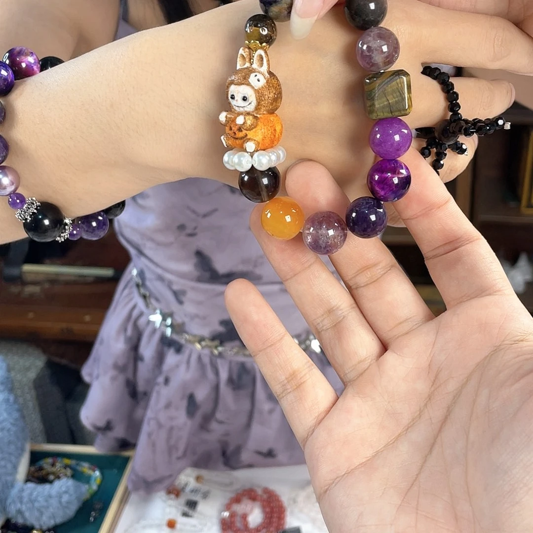 水晶手链银S925镀金镶嵌