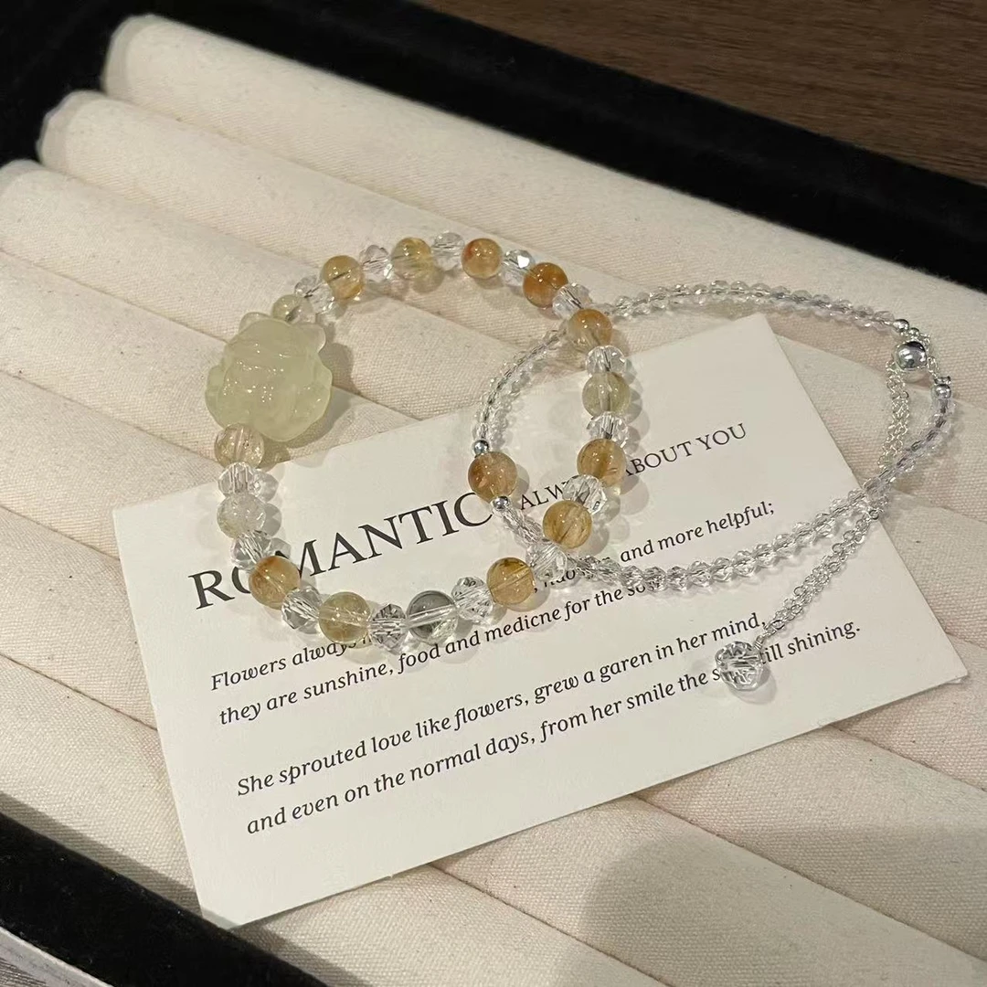 YIMI 天然水晶黄阿赛套装手链X1705（6毫米）