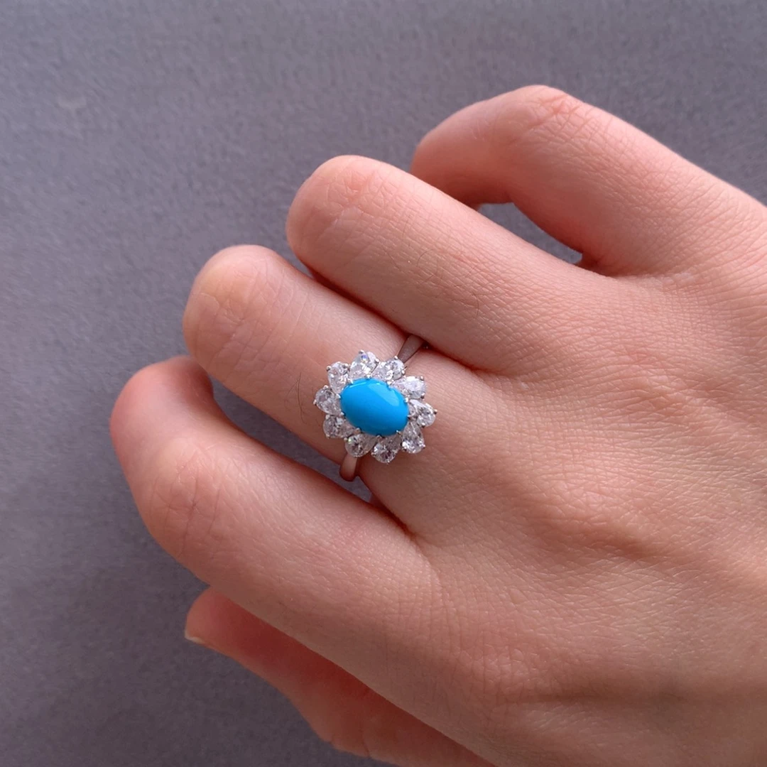 银S925镶嵌绿松石戒指